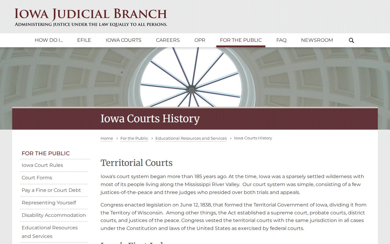 Iowa Judicial Branch history of the Unified Trial Court Act