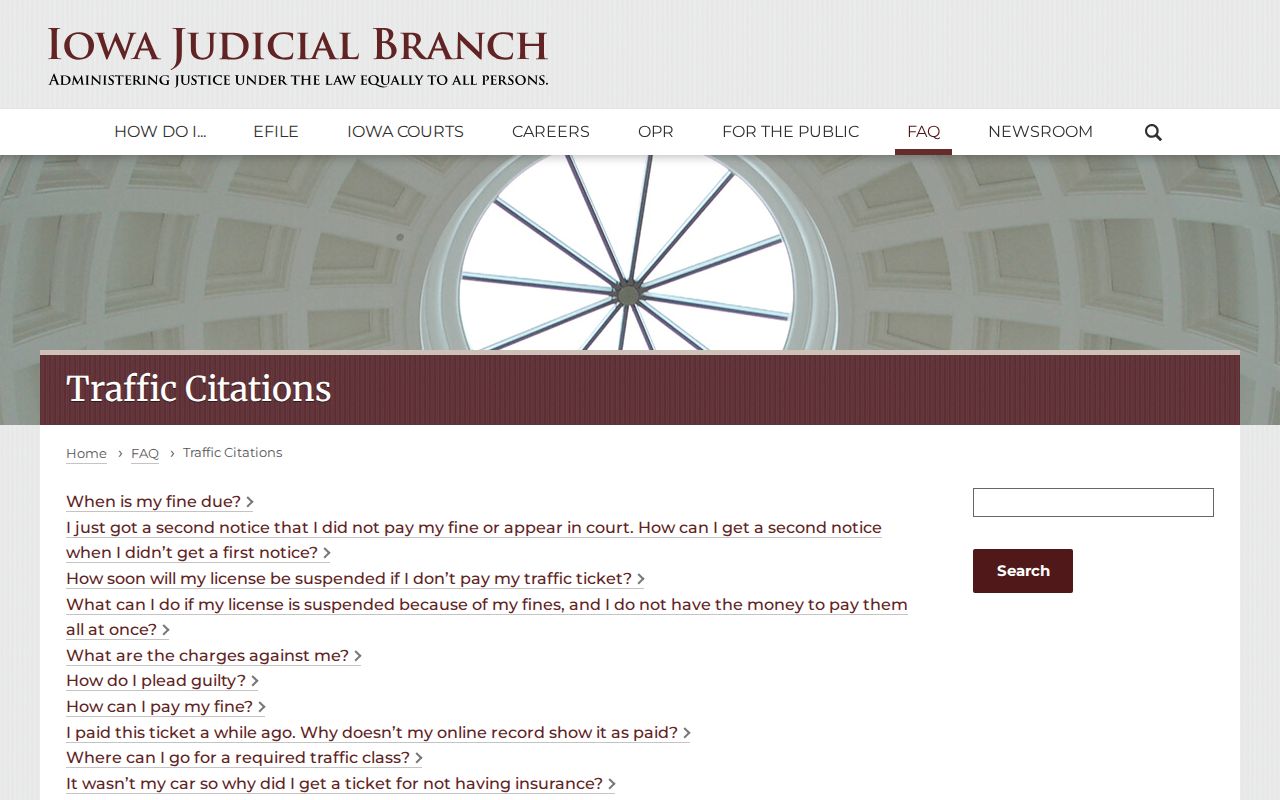 Iowa traffic citation payment and clerk help instructions